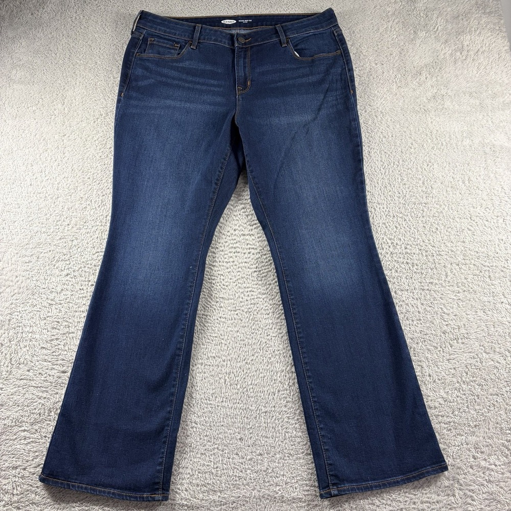 Old Navy Kicker Boot Cut Mid Rise‎ Jeans Womens 14 Short Dark Wash Flare Stretch